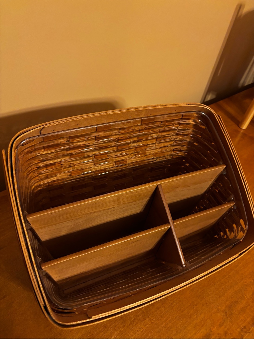 Longaberger Large Desktop Basket with Wooden Divider - Picture 2 of 7